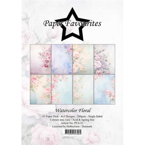 LS BESKRIVELSE Paper Favourites Paper Pack Watercolor Floral PFA121 A5 BESTILLINGSVARE