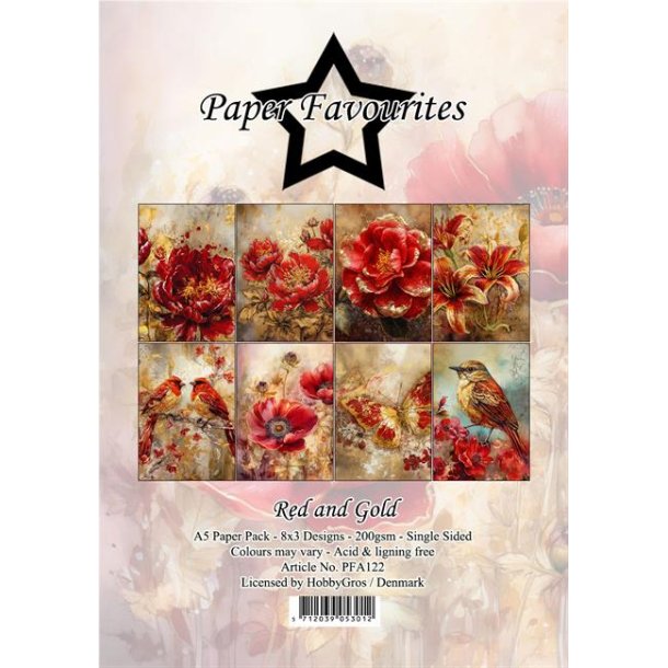 Paper Favourites Paper Pack Red and Gold PFA122 A5