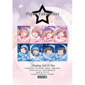L�S BESKRIVELSE Paper Favourites Paper Pack Sleeping Girl & Boy PFA129 A5 BESTILLINGSVARE