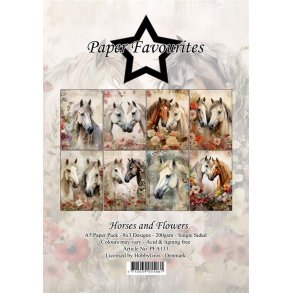 L�S BESKRIVELSE Papirblok PFA133 Horses and Flowers A5 Paper Favourites BESTILLINGSVARE