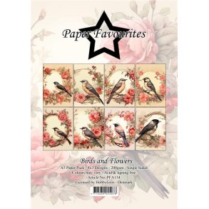  L�S BESKRIVELSE Papirblok PFA134 Birds and Flowers A5 Paper Favourites BESTILLINGSVARE
