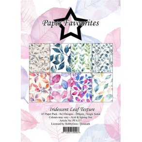 LS BESKRIVELSE Paper Favourites Paper Pack Iridescent Leaf PFA137 A5 BESTILLINGSVARE