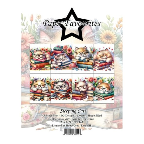 LS BESKRIVELSE Paper Favourites Paper Pack Sleeping Cats PFA140 A5 BESTILLINGSVARE