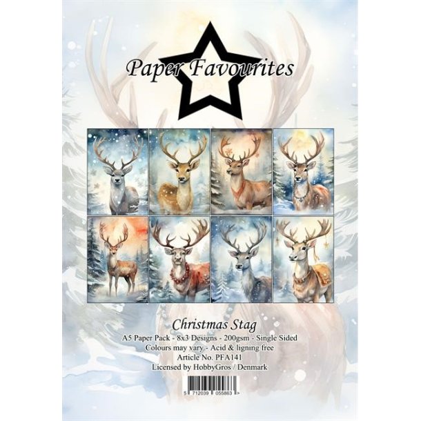 LS BESKRIVELSE Paper Favourites Paper Pack Christmas Stag PFA141 A5 BESTILINGSVARE 
