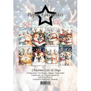 L�S BESKRIVELSE Paper Favourites Paper Pack Christmas Cats & Dogs PFA151 A5 BESTILLINGSVARE