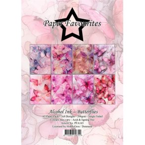 L�S BESKRIVELSE Paper Favourites Paper Pack Alcohol ink Butterflies PFA165 A5 BESTILLINGSVARE