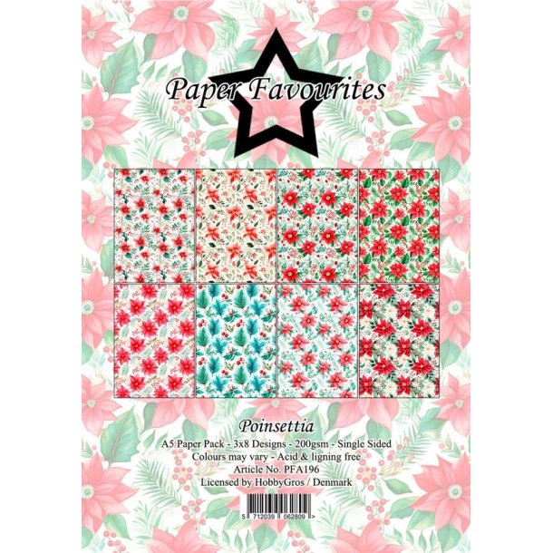 Paper Favourites Paper Pack Poinsettia A5 PFA196