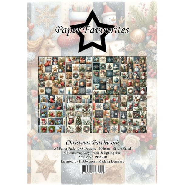 L�S BESKRIVELSE Paper Favourites Paper Pack Christmas Patchwork PFA230 A5 BESTILLINGSVARE