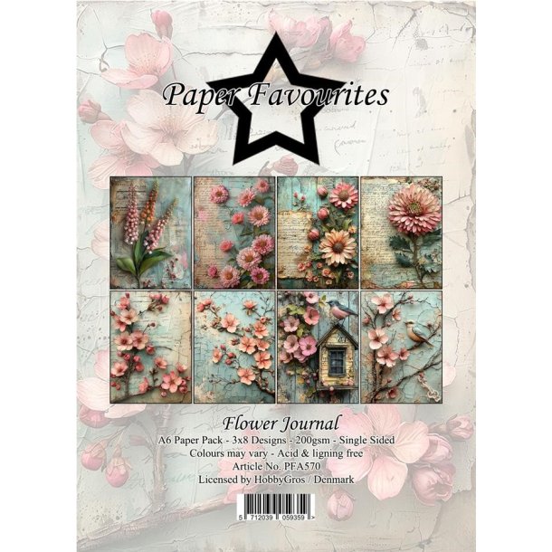 Papirblok PFA570 Flower Journal A6 Paper Favourites