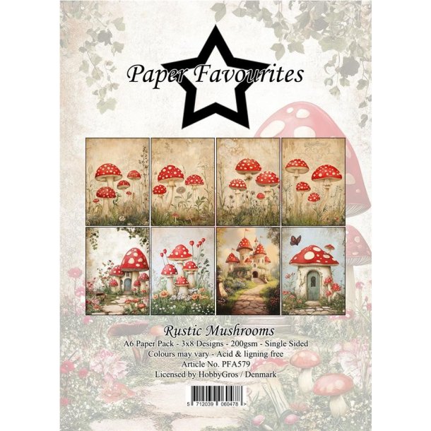 LS BEMRKNINGER Papirblok PFA579 Rustic Mushrooms A6 Paper Favourites BESTILLINGSVARE