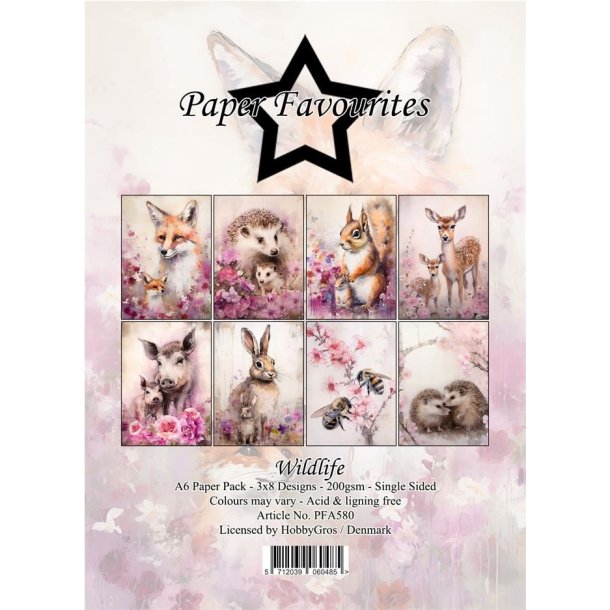 LS BEMRKNINGER Papirblok PFA580 Wildlife A6 Paper Favourites BESTILLINGSVARE