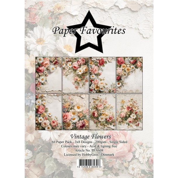 Papirblok Vintage Flowers A6 PFA608