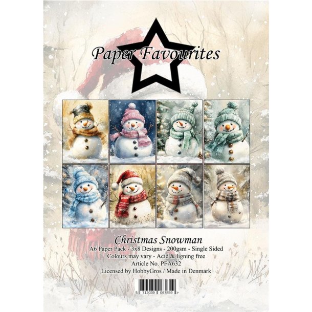 Papirblok PFA632 Christmas Snowman A6 Paper Favourites