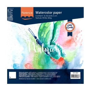 Watercolour paper texture 30,5x30,5cm 300g White 5pcs