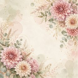 Papirblok Sensommer Blomster 15 x 15 cm - Luna Hobby