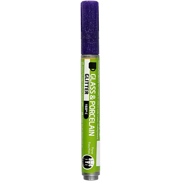 Glas og porcelnstusch Glitter Violet 2-4mm streg