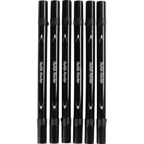 Tekstiltusch 6 stk. streg 2,3+3,6 mm, sort