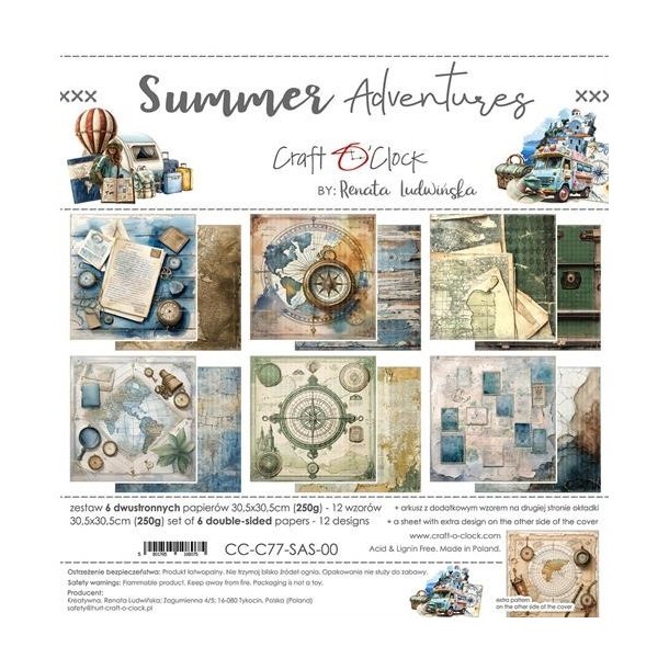 Craft O'Clock Paper Pack "Summer Adventures - 30,5x30,5cm" CC-C77-SAS-00