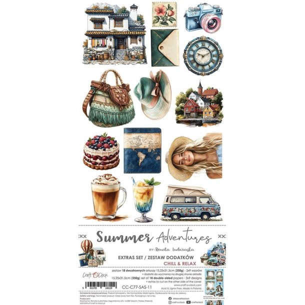 Craft O'Clock Paper Pack "Summer Adventures - Extras Set - Chill" CC-C77-SAS-11