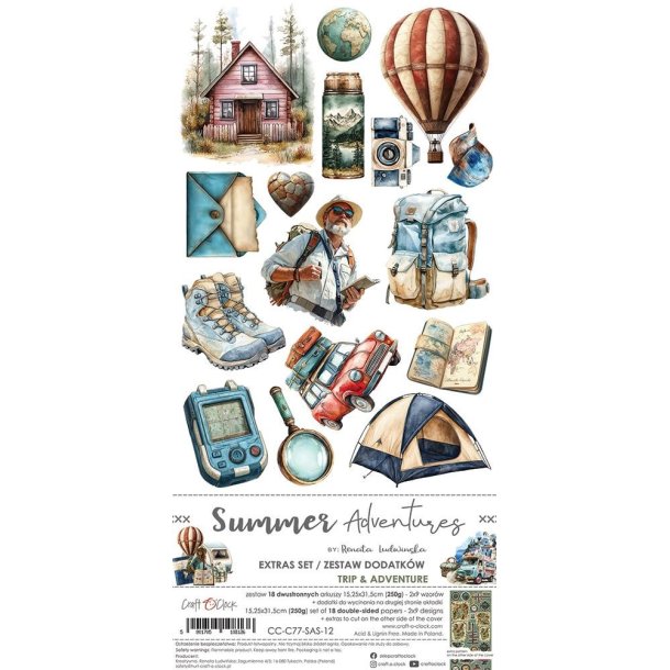 Craft O'Clock Paper Pack "Summer Adventures - Extras Set - Trip" CC-C77-SAS-12