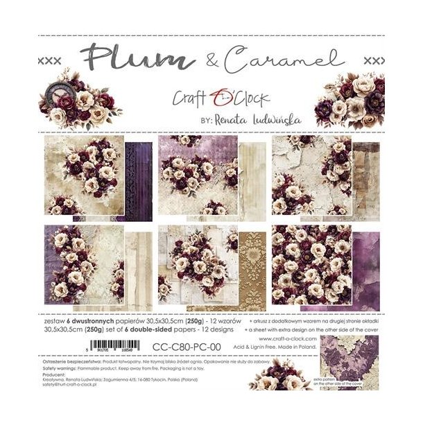 Craft O'Clock Paper Pack "Plum &amp; Caramal - 30,5x30,5cm" CC-C80-PC-00