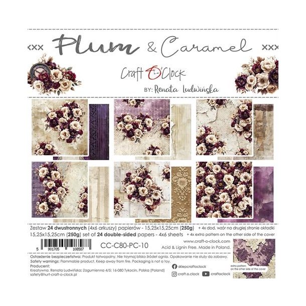 Craft O'Clock Paper Pack "Plum &amp; Caramal - 15,25x15,25cm" CC-C80-PC-10