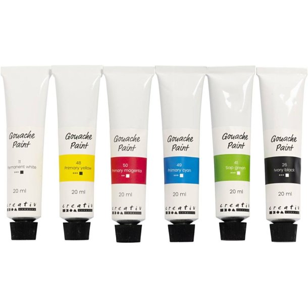 Gouache Maling 6x20 ml standardfarver