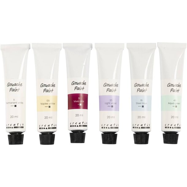 Gouache Maling  6x20 ml pastelfarver