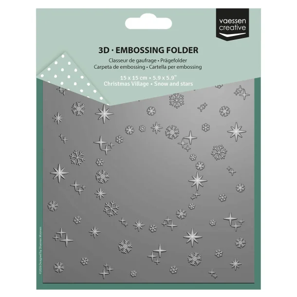 3D Embossing Folder Snow &amp; Stars 5.9x5.9&Prime;