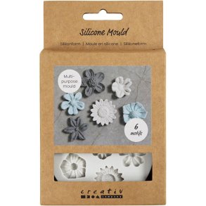 Silikoneform Blomst, H: 0,5 cm, L: 1,5-2,5 cm