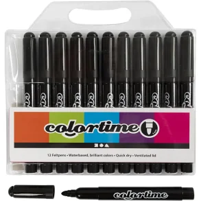 Colortime Tusch 1 Pk., 12 Stk., Streg 5 mm, Sort