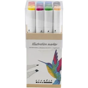 Illustration Marker 1 Pk., 12 Stk., Streg 1+8 mm, Standardfarver