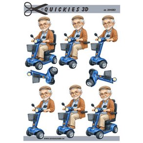 3D ark �ldre mand p� scooter Quickies M48