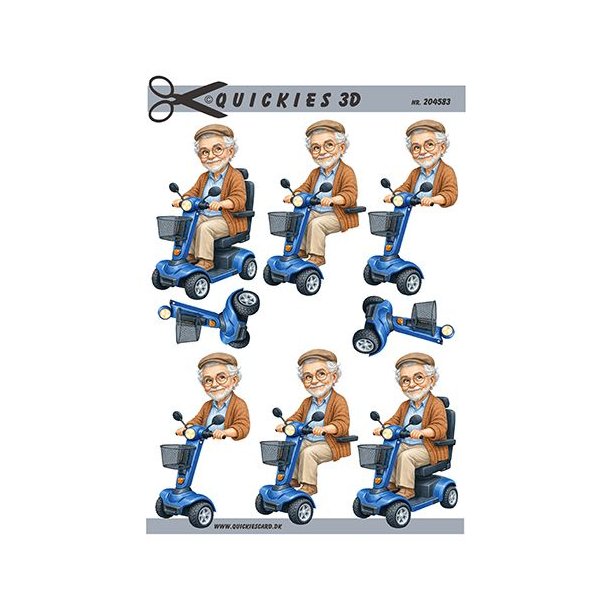 3D ark �ldre mand p� scooter Quickies M48