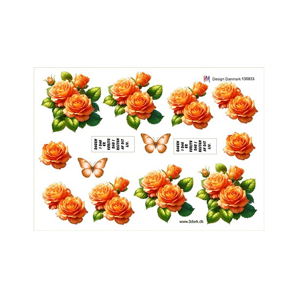 3D ark Orange blomster HM design M48