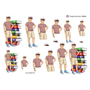 3D ark Student dreng med b�ger, r�d b�nd HM design M48