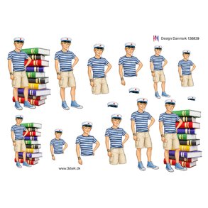 3D ark Student dreng med b�ger, bl� b�nd HM design M48