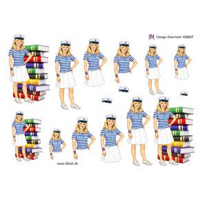 3D ark Student pige med b�ger, bl� b�nd HM design M48