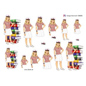3D ark Student pige med b�ger, r�d b�nd HM design M48