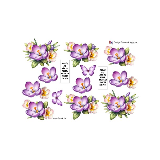 3D ark For�rsblomster med sommerfugl HM design M48