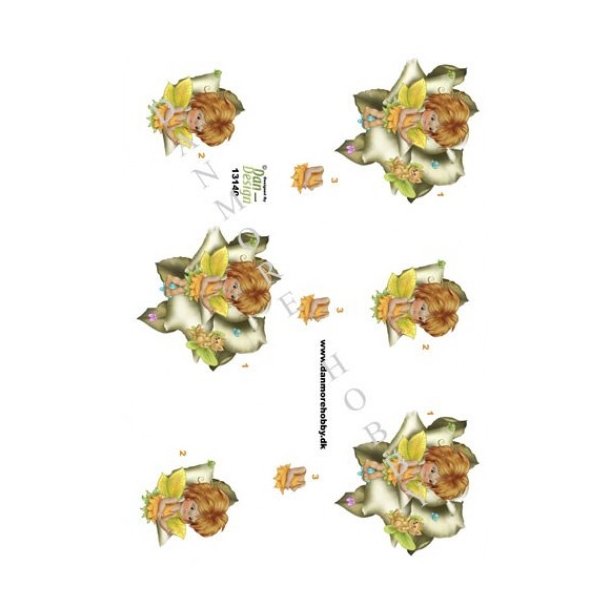 3D ark alfepige i blomst M7