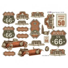 3D ark Amerikansk bil & route 66 M23