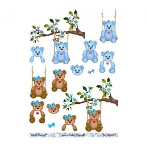 3D ark bamse i gynge lysebl M8