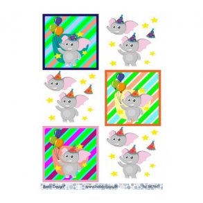 3D ark Barto Elefant med balloner M26