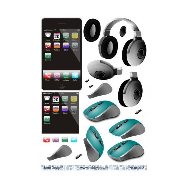 3D ark Barto iphone, mus og hretelefoner M1