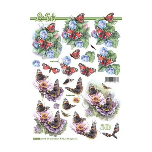 3D ark Blomst og sommerfugl M20