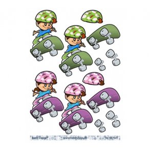 3D ark Dreng & pige p skaterboard M42