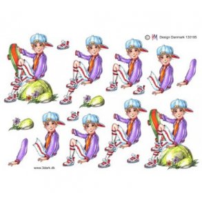 3D ark Dreng med skaterboard M17