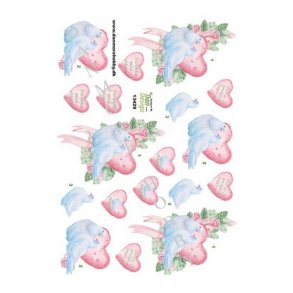 3D ark Duer med hjerter M44