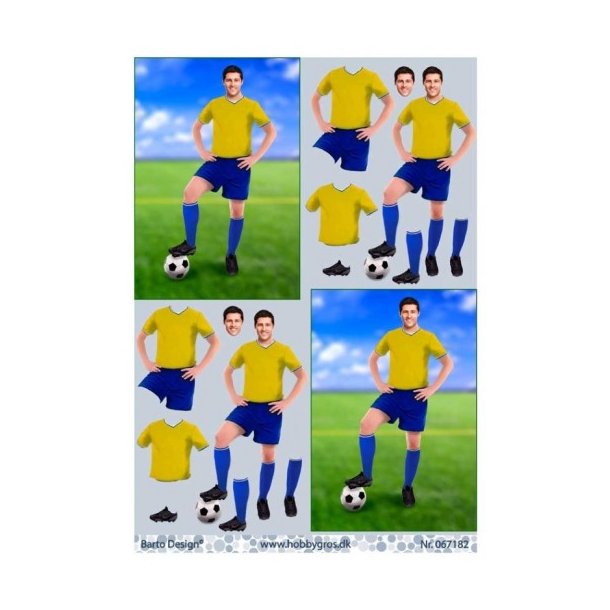 3D ark fodbold,dreng,gul bluse M8